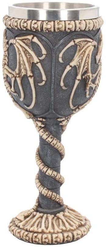 Fantasy Collection~ Dragon Remains Goblet 19cm, Resin w/stainless steel insert, Black, One Size