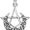 Sterling Silver Small Crescent Moon Pentacle Pentagram Pendant