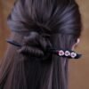 TOP SEWING Ebony Double-faced Jade Sword Hairpins Handmade Carved Wooden Hair Sticks for Women Chinese Hair Chopsticks for Long hair A