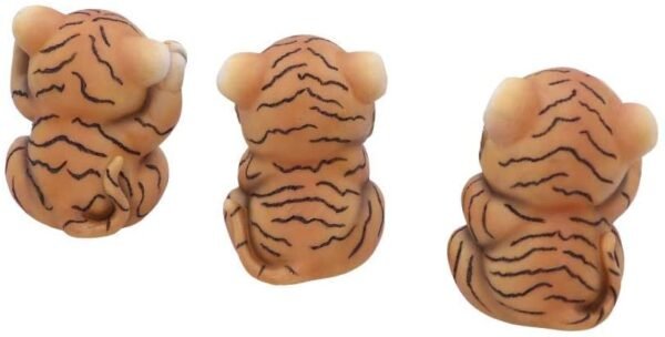 Animal Collection~ U4948R0 See No, Hear No, Speak No Evil Striped Tiger Cub Figurines, Polyresin, Orange, 8cm