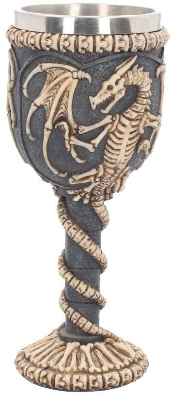 Fantasy Collection~ Dragon Remains Goblet 19cm, Resin w/stainless steel insert, Black, One Size