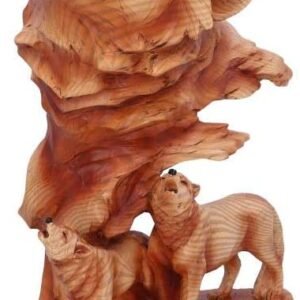 Magicun N.Giftware~Wood Effect Natural Symphony Howling Woves Bust, us:one Size