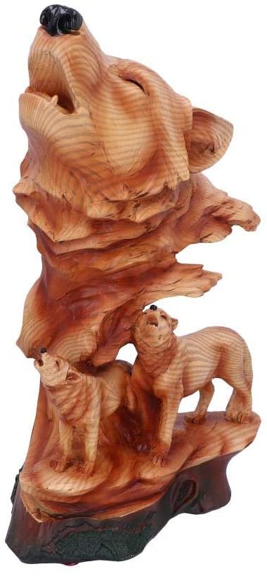 Magicun N.Giftware~Wood Effect Natural Symphony Howling Woves Bust, us:one Size