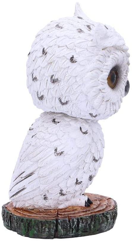 Animal Collection~ Feather White Horned Owl Bobble Head Figurine, Polyresin, 10.5cm