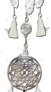 Light Collection~Geometric Symphony Hanging Decoration Dreamcatcher, Stainless Steel, Silver, 20cm