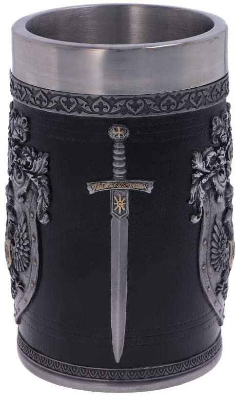 Magicun N.Giftware~Double Headed Eagle Crest Empire Tankard Mug, Black and Silver, 16cm