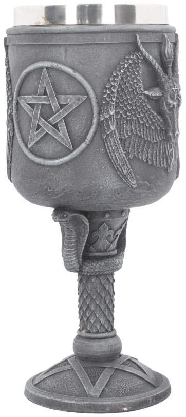 Magicun N.Giftware~Black, Baphomet's Thirst Goblet 27cm, Resin w/Stainless Steel Insert, 20cm