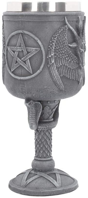 Magicun N.Giftware~Black, Baphomet's Thirst Goblet 27cm, Resin w/Stainless Steel Insert, 20cm