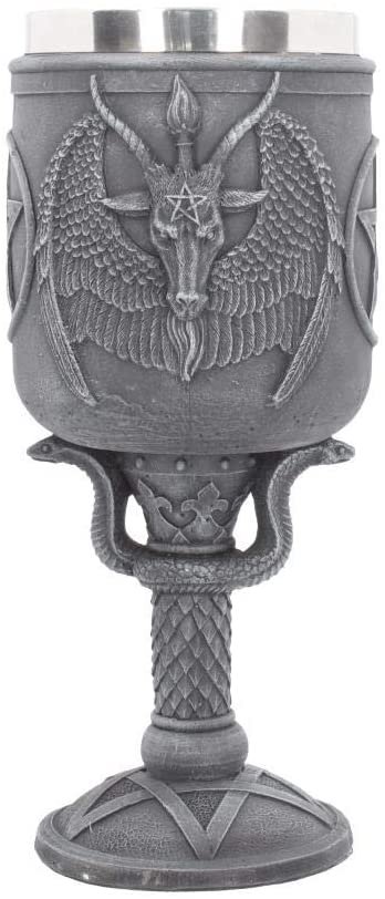 Magicun N.Giftware~Black, Baphomet's Thirst Goblet 27cm, Resin w/Stainless Steel Insert, 20cm