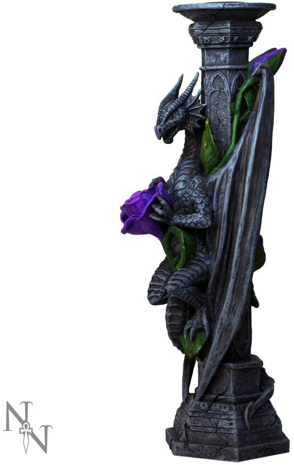 Artist Collections~ Dragon Beauty Stick Anne Stokes Candle Holder NOW6853 Grey, Resin