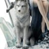 Magicun  Collection~9.63 Inch Fantasy Animal Companion Snow Crystal Fairy by Melanie Delon Figurine Cast Resin Hand Painted Statue Transparent Resin Wolf Figurine