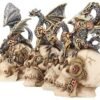 Steampunk Collection~U3830K8 Mind Machines 10.5cm Set of 4, Dragon Skull Figurines, White