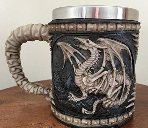 Fantasy Collection~ Dragon Skeleton Tankard Mug 13cm Black