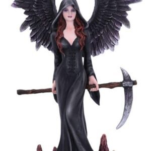 Light Collection~Take My Soul Gothic Female Reaper with Scythe Figurine, Polyresin, Black, 23.5cm