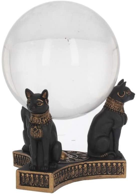 Mythology Collection~ Bastet's Honour Crystal Ball Holder 12.7cm, Resin, Black
