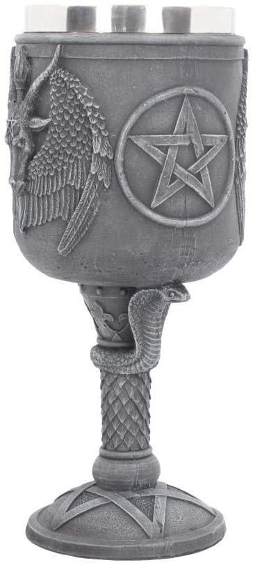 Dark Collection~Baphomet's Thirst Goblet 27cm Black, Resin w/stainless steel insert, 20cm