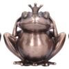Animal Collection~ See No, Hear No, Speak No Evil Bronze Crowned Frog Figurines, Polyresin, 8.5cm