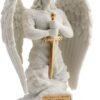 Magic  Collection~9.1 Inch Saint Michael Prayer Archangel Monument Marble White Golden Finish Angel Statue
