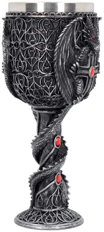 Nemesis Now Obsidian Goblet 19cm, Resin w/stainless steel insert, Silver, One Size