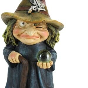 Wiccan Collection~D5051R0 Trouble Small Witch and Crystal Ball Figurine, Polyresin, Blue, 9.7cm