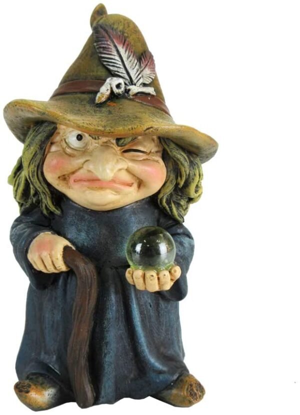 Wiccan Collection~D5051R0 Trouble Small Witch and Crystal Ball Figurine, Polyresin, Blue, 9.7cm