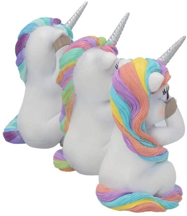 Magicun N.Giftware~Three Wise Cutiecorns Ornament Cute Unicorn Figurine Set, Resin, White, 9.5cm