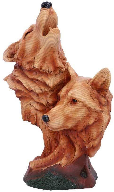 Animal Collection~ Natural Call Howling Wolf Wood Effect Bust, Polyresin, One Size