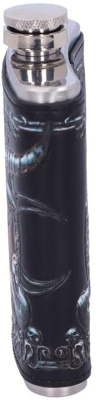 Dark Collection~Black and Red Baphomet Hip Flask, PU and Stainless Steel, 7cm