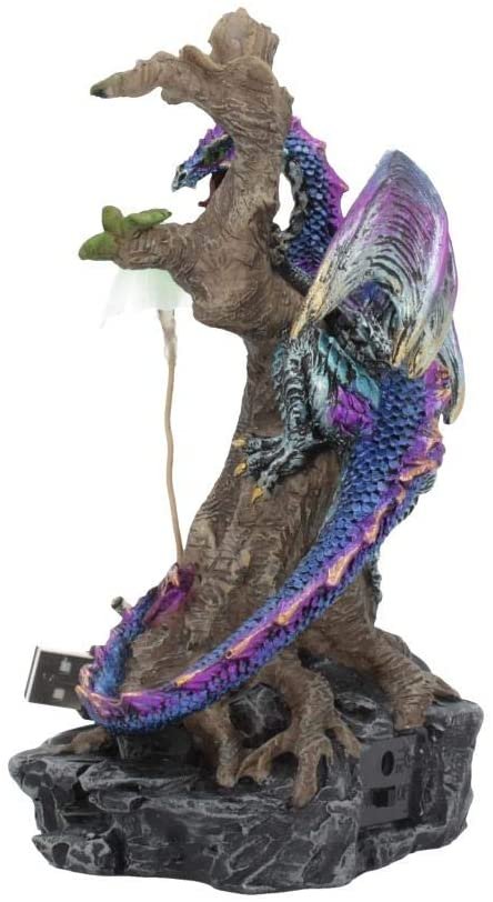 Nemesis Now Woodland Defender Light Up Dragon Figurine 16.5cm Brown, Resin