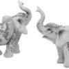 Magicun N.Giftware~Henna Harmony Set of 2 9.5cm Elephant Figurines, White, One Size