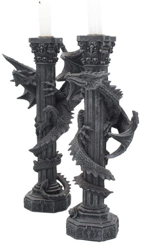 Nemesis Now Guardians of The Light Set of 2 28cm Candle Holder, Black
