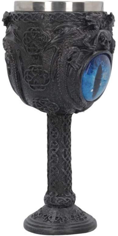 Nemesis Now Ice Dragon's Glare Goblet 18.5cm Black, Resin w/Stainless Steel Insert