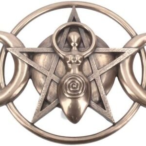 Wiccan Collection~Triple Moon Goddess Plaque 30cm, Polyresin, Bronze