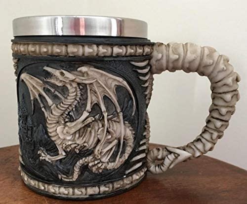 Fantasy Collection~ Dragon Skeleton Tankard Mug 13cm Black