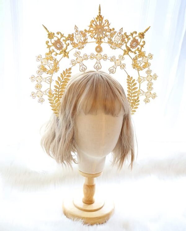 DIY Material Package Lolita Sun Halo Golden Cross Angel Hairpin Crown Headband