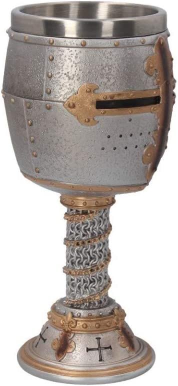 Mythology Collection~ B3245H7 Crusader Goblet 18cm Silver, Resin w/stainless steel insert, One Size