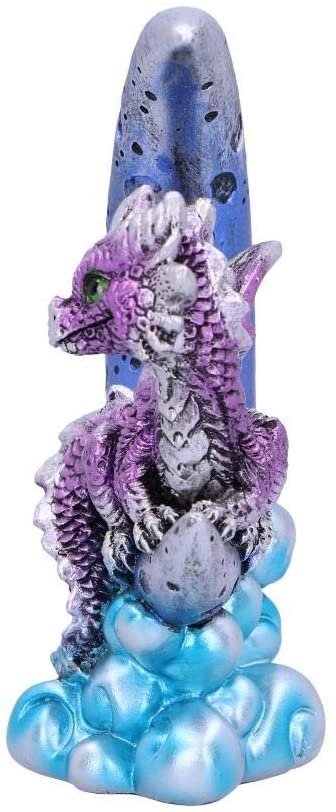 Fantasy Collection~ Metallic Purple Crescent Creature Moon Dragon Figurine, Polyresin, One Size