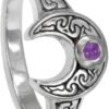 Amethyst Celtic Ring – Sterling Silver Crescent Moon Design by Paul Borda of Dryad Design