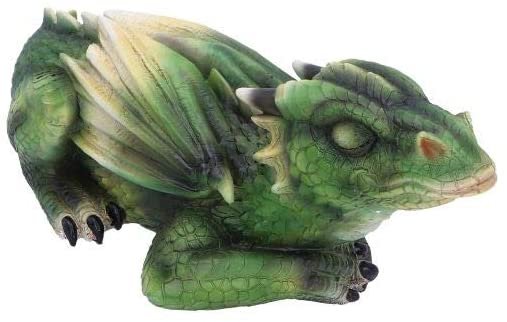 Fantasy Collection~ Emerald Dreaming Sleeping Green Dragon Figurine, Polyresin, 31.3cm
