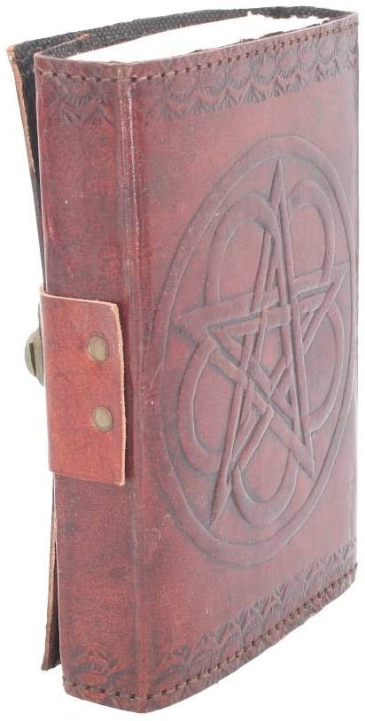 Wiccan Collection~Pentagram Leather Journal With Lock 20cm Brown