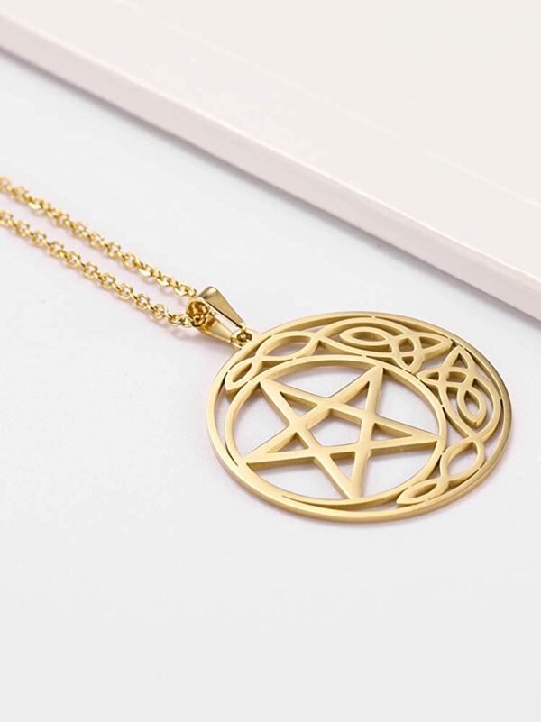 Witchcraft~cooltime Stainless Steel Pentacle Pendant Necklace Pentagram Celtic Knot Star Circle Crescent Charm Jewelry