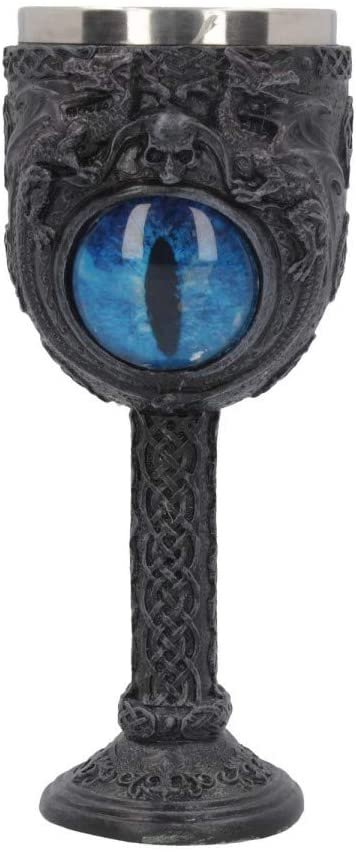 Nemesis Now Ice Dragon's Glare Goblet 18.5cm Black, Resin w/Stainless Steel Insert