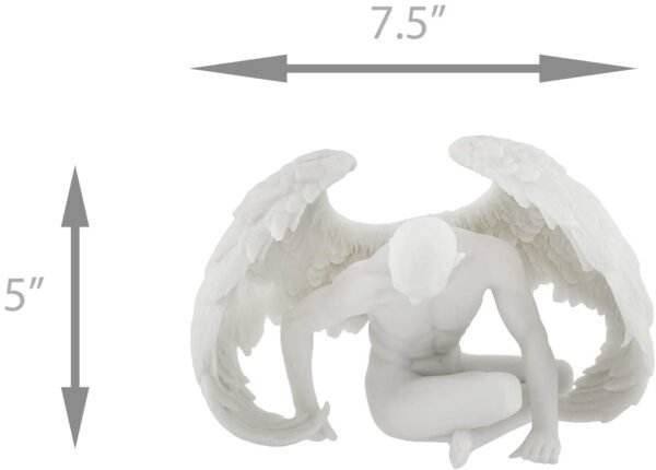 Magic  Collection~Nude Winged Grieving Male Angel Marble Finish Statue