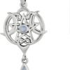 Sterling Silver Small Celtic Knot Heart Pentacle Pendant with Natural Rainbow Moonstone