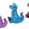Animal Collection~ See No, Hear No, Speak No Evil Tyrannosaurus Rex Figurines, Polyresin, Red, Blue and Purple, 13cm