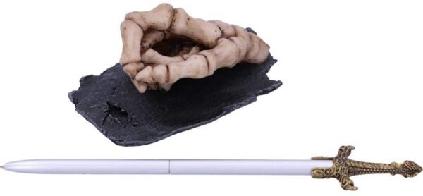 Dark Collection~Mightier Skeleton Hand and Sword Pen Holder, Natural Bone Colour, One Size