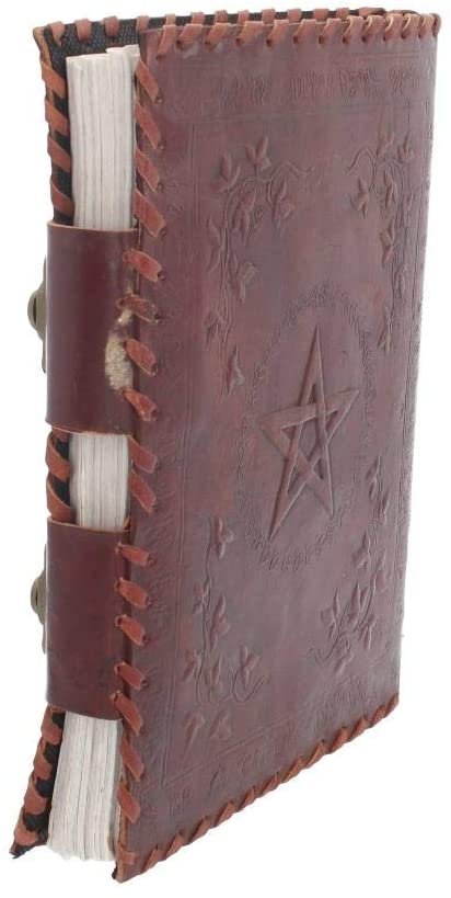 Wiccan Collection~Small Book of Shadow Leather Journal With Lock 27cm Brown