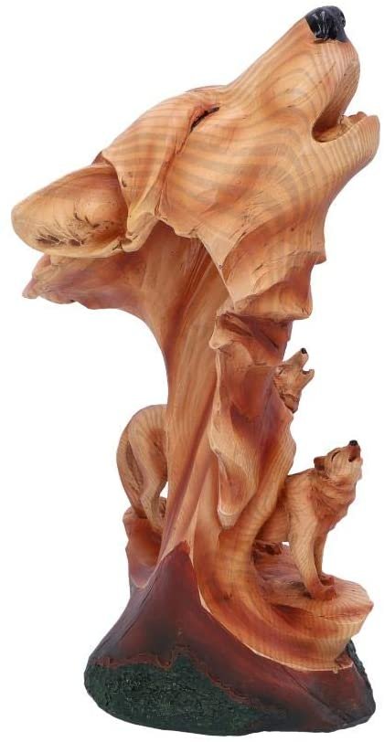 Magicun N.Giftware~Wood Effect Natural Symphony Howling Woves Bust, us:one Size