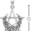 Sterling Silver Small Crescent Moon Pentacle Pentagram Pendant