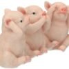 Animal Collection~ Three Wise Pigs Figurine 11cm Pink